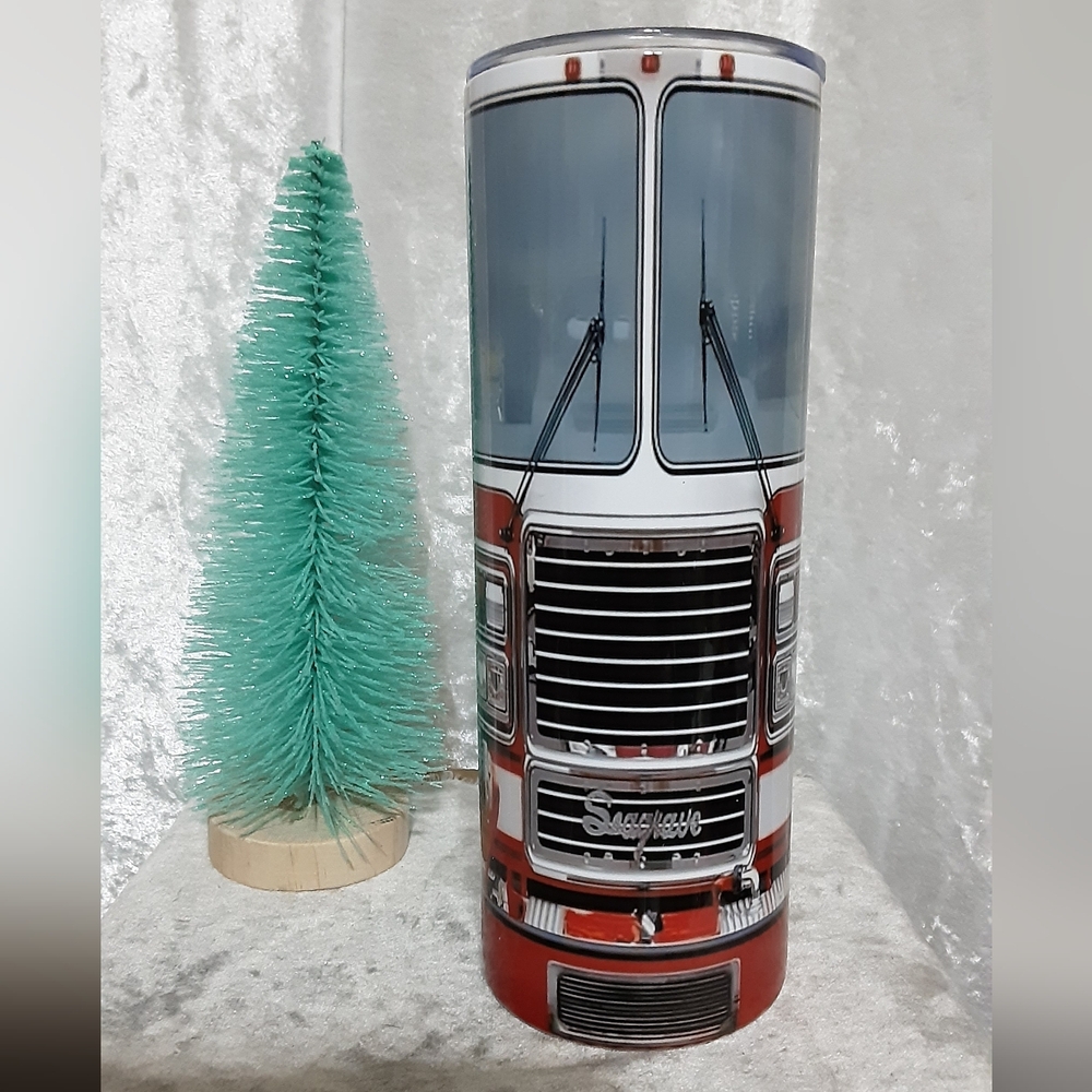 Handmade Fire Truck Thermal Tumbler  20oz  Red